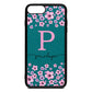 Personalised Pink Floral Green Pebble Leather iPhone 8 Plus Case