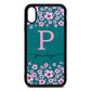Personalised Pink Floral Green Pebble Leather iPhone Xr Case
