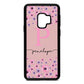Personalised Pink Floral Pink Pebble Leather Samsung S9 Case
