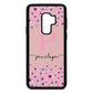 Personalised Pink Floral Pink Pebble Leather Samsung S9 Plus Case