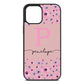 Personalised Pink Floral Pink Pebble Leather iPhone 12 Pro Max Case