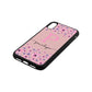 Personalised Pink Floral Pink Pebble Leather iPhone Xr Case Side Angle