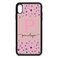 Personalised Pink Floral Pink Pebble Leather iPhone Xs Max Case