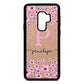 Personalised Pink Floral Rose Gold Pebble Leather Samsung S9 Plus Case