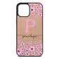 Personalised Pink Floral Rose Gold Pebble Leather iPhone 12 Pro Max Case