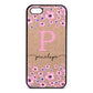 Personalised Pink Floral Rose Gold Pebble Leather iPhone 5 Case
