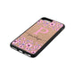 Personalised Pink Floral Rose Gold Pebble Leather iPhone 8 Plus Case Side Angle