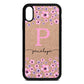 Personalised Pink Floral Rose Gold Pebble Leather iPhone Xr Case