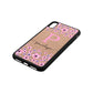 Personalised Pink Floral Rose Gold Pebble Leather iPhone Xs Max Case Side Angle