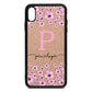 Personalised Pink Floral Rose Gold Pebble Leather iPhone Xs Max Case