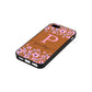 Personalised Pink Floral Tan Pebble Leather iPhone 5 Case Side Angle