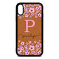 Personalised Pink Floral Tan Pebble Leather iPhone Xr Case