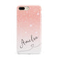 Personalised Pink Glitter Fade with Black Text Apple iPhone 7 8 Plus 3D Tough Case