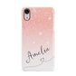 Personalised Pink Glitter Fade with Black Text Apple iPhone XR White 3D Snap Case