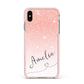 Personalised Pink Glitter Fade with Black Text Apple iPhone Xs Max Impact Case Pink Edge on Gold Phone