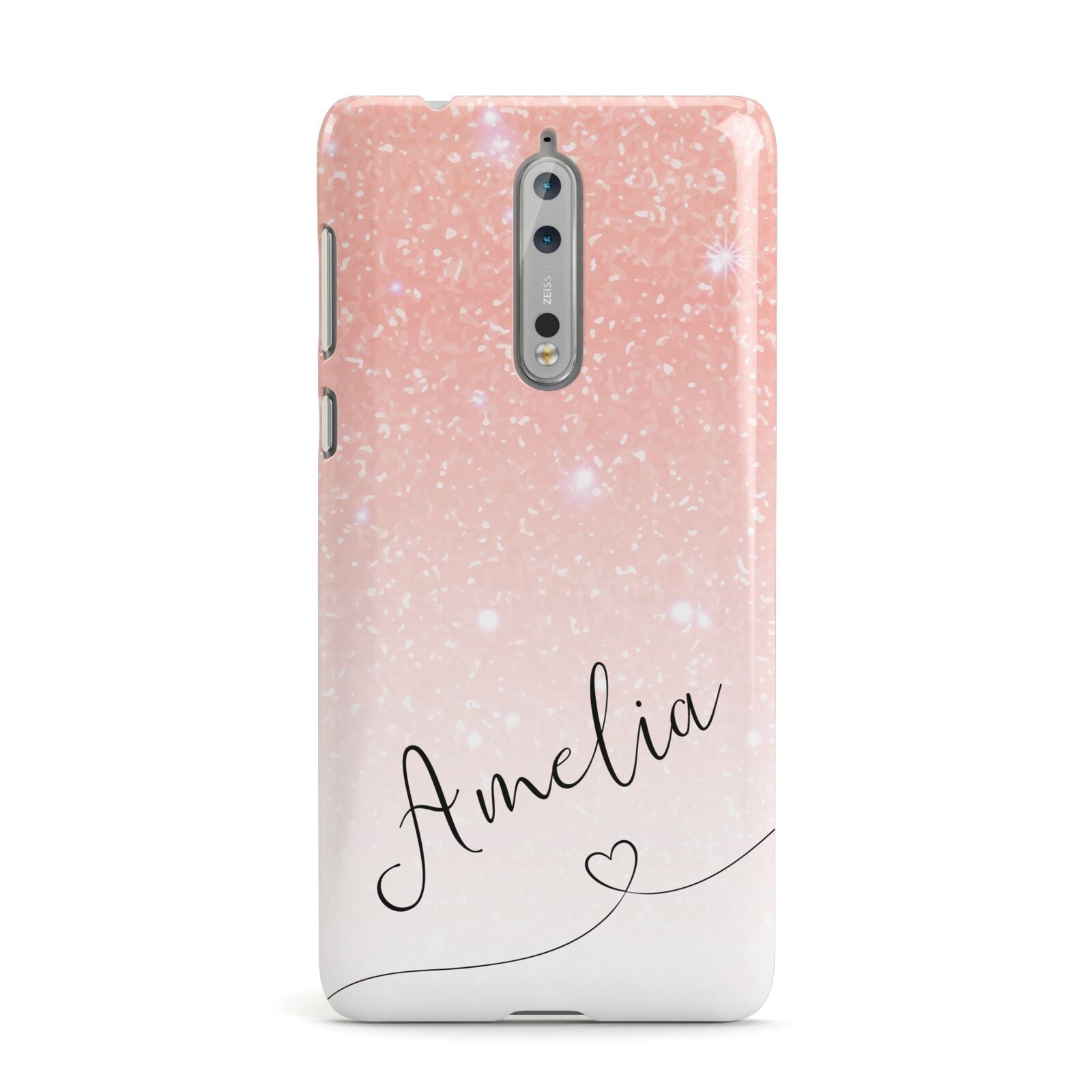 Personalised Pink Glitter Fade with Black Text Nokia Case Personalised Pink Glitter Fade with Black Text Nokia Case
