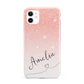 Personalised Pink Glitter Fade with Black Text iPhone 11 3D Tough Case