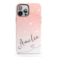 Personalised Pink Glitter Fade with Black Text iPhone 13 Pro Max Full Wrap 3D Tough Case