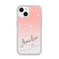 Personalised Pink Glitter Fade with Black Text iPhone 14 Glitter Tough Case Starlight