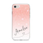 Personalised Pink Glitter Fade with Black Text iPhone 8 Bumper Case on Silver iPhone