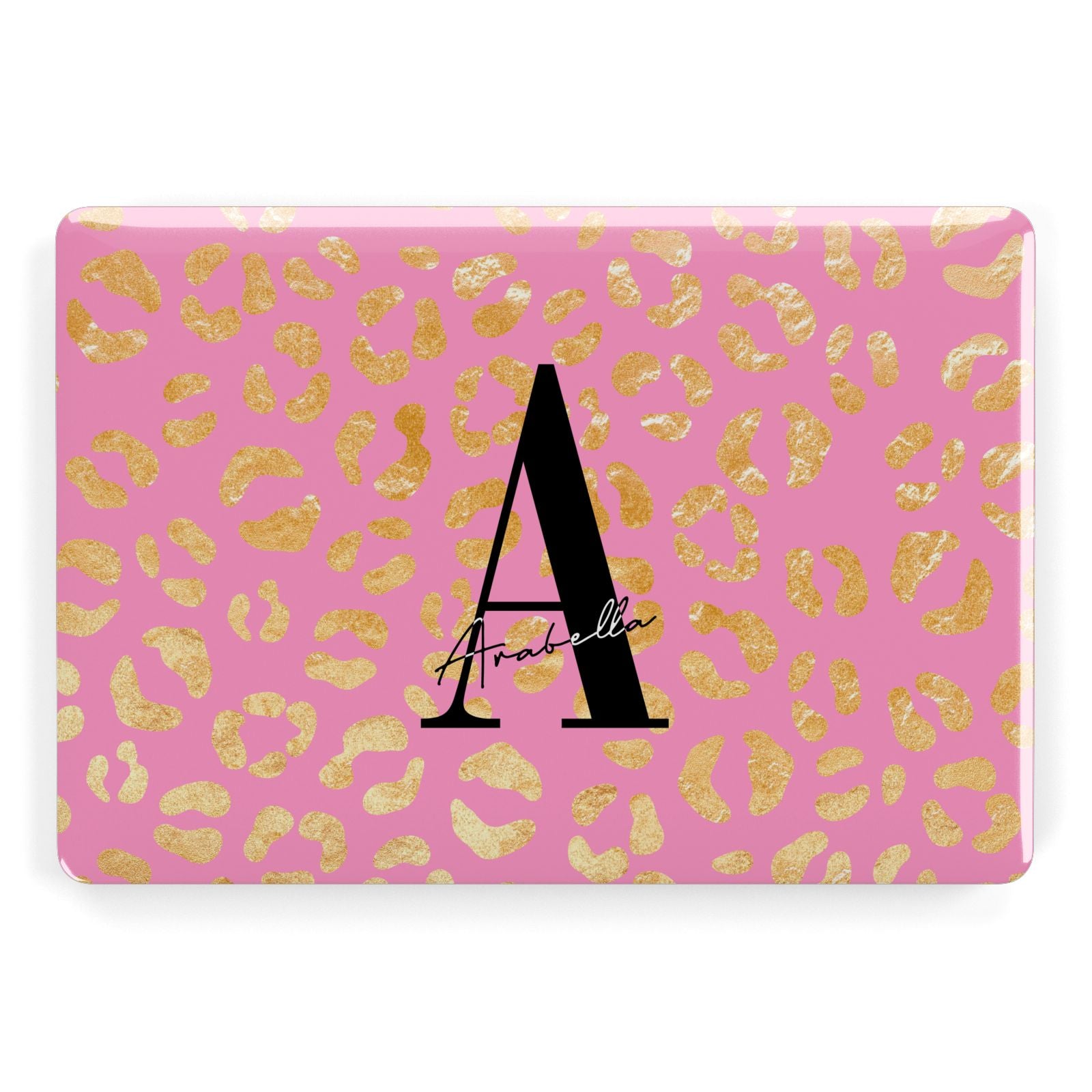 Personalised Pink Gold Leopard Print Macbook Case