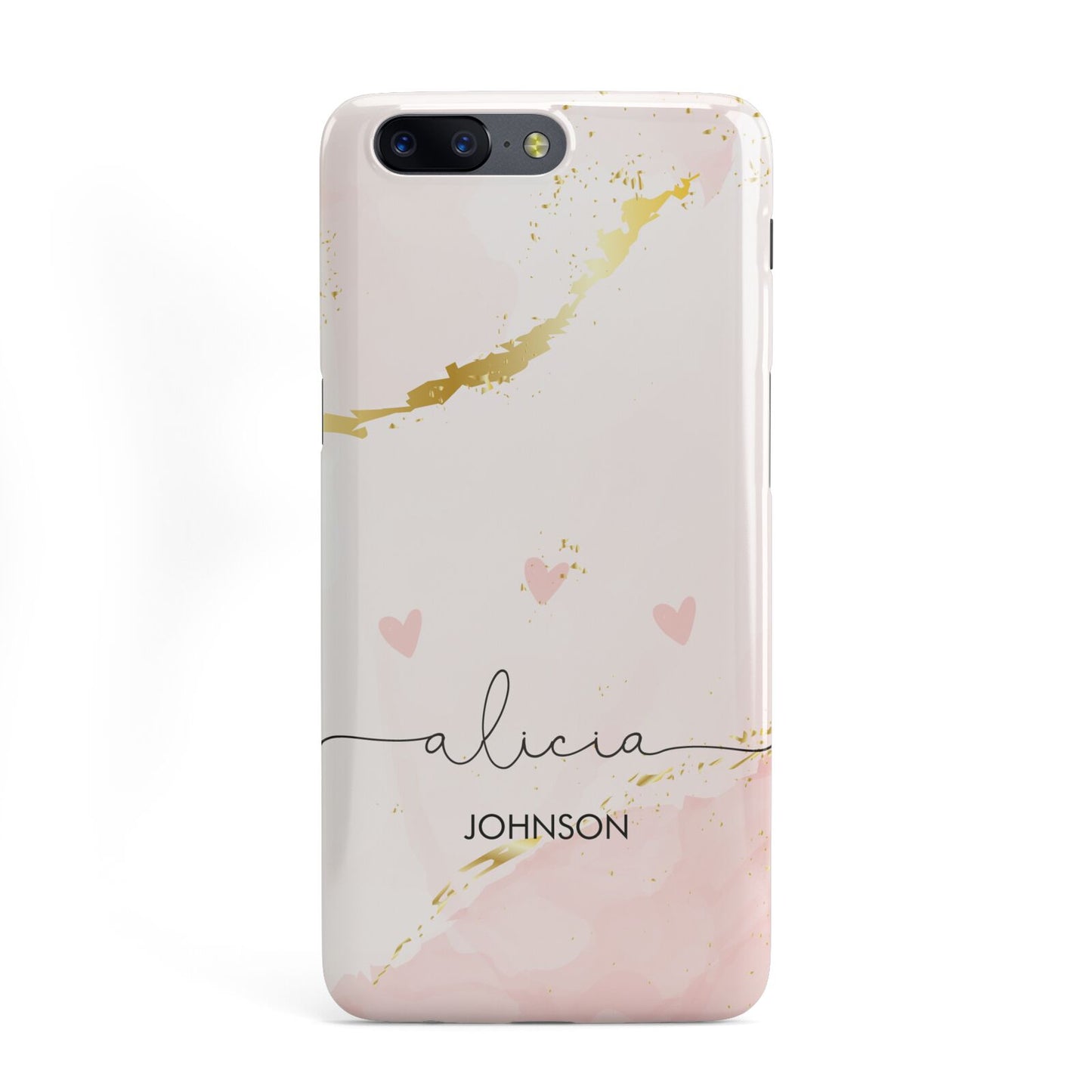 Personalised Pink Gold Marble Names OnePlus Case