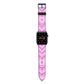 Personalised Pink Heart Apple Watch Strap with Blue Hardware