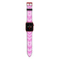 Personalised Pink Heart Apple Watch Strap with Red Hardware