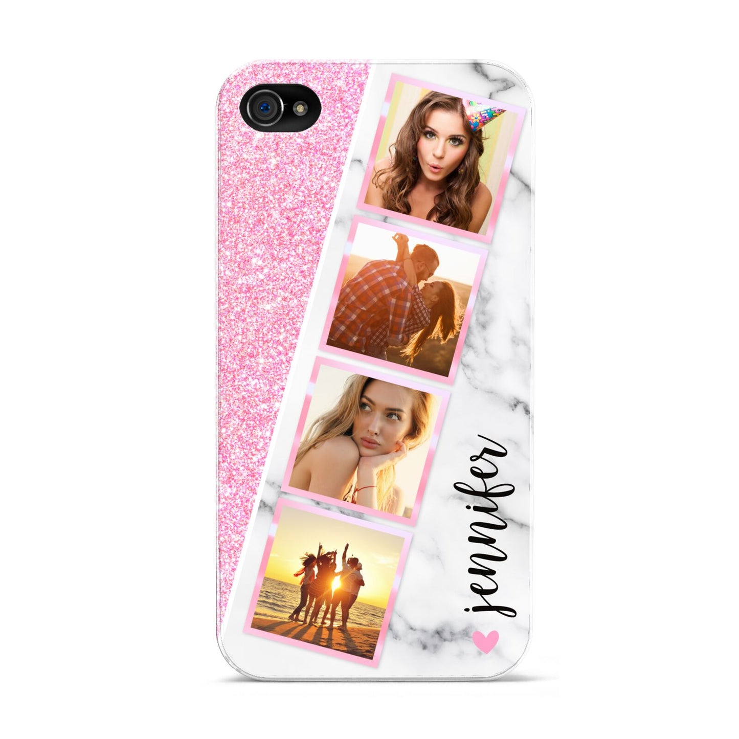 Personalised Pink Marble Photo Strip Apple iPhone 4s Case