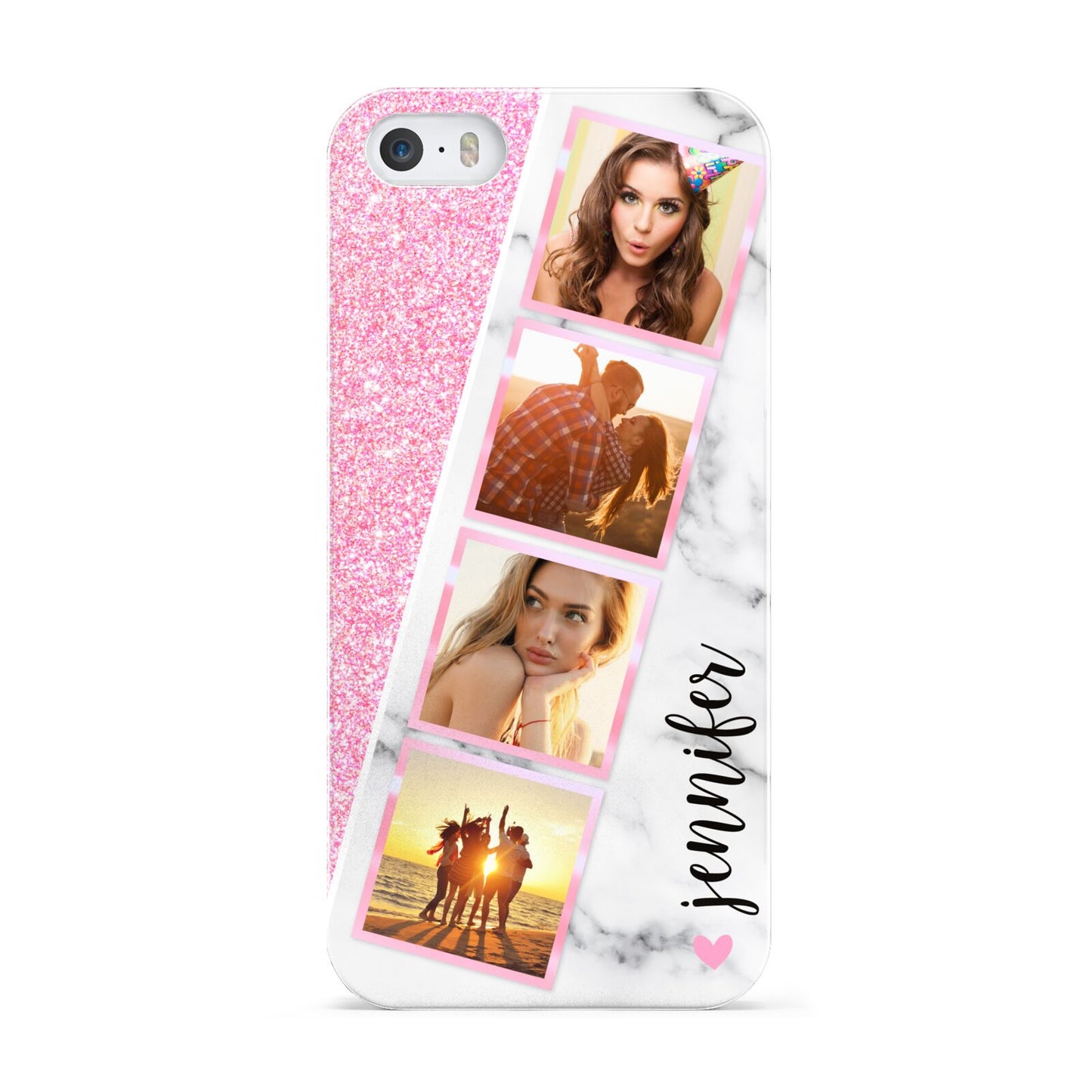 Personalised Pink Marble Photo Strip Apple iPhone 5 Case