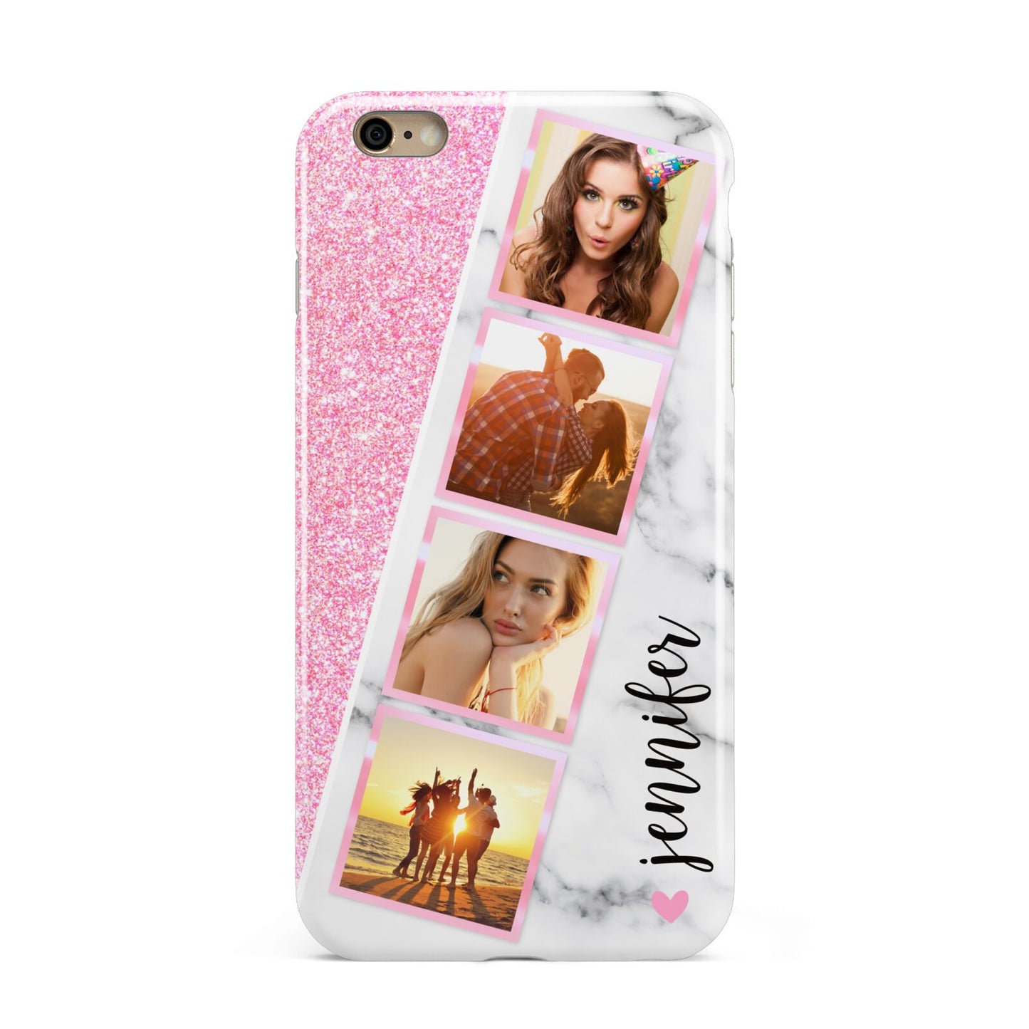 Personalised Pink Marble Photo Strip Apple iPhone 6 Plus 3D Tough Case