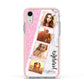 Personalised Pink Marble Photo Strip Apple iPhone XR Impact Case Pink Edge on Silver Phone