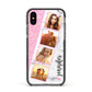 Personalised Pink Marble Photo Strip Apple iPhone Xs Impact Case Black Edge on Black Phone