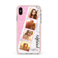 Personalised Pink Marble Photo Strip Apple iPhone Xs Max Impact Case Pink Edge on Silver Phone