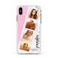 Personalised Pink Marble Photo Strip Apple iPhone Xs Max Impact Case White Edge on Gold Phone