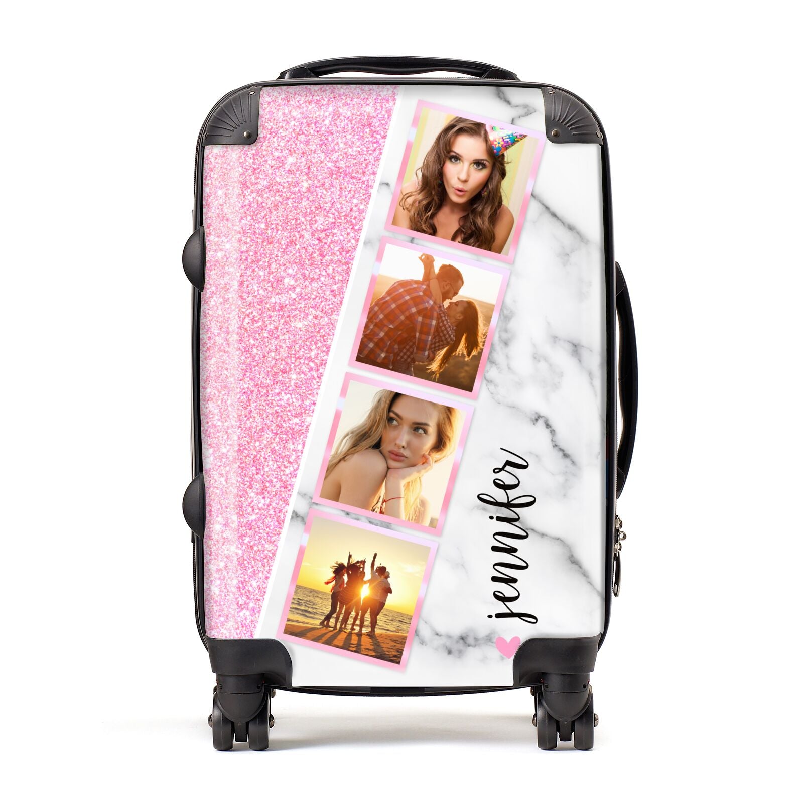 Personalised Pink Marble Photo Strip Suitcase – Dyefor