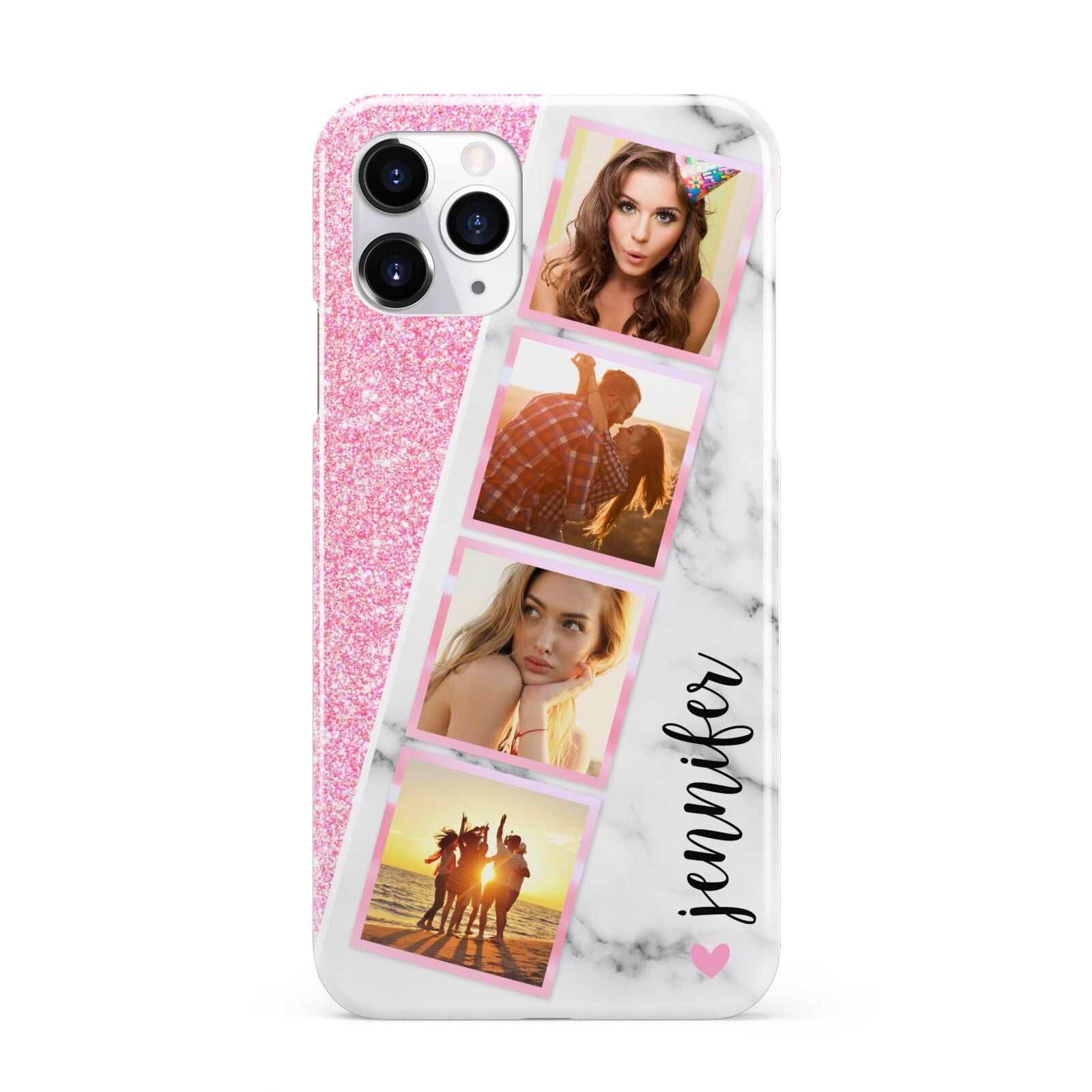 Personalised Pink Marble Photo Strip iPhone 11 Pro 3D Snap Case