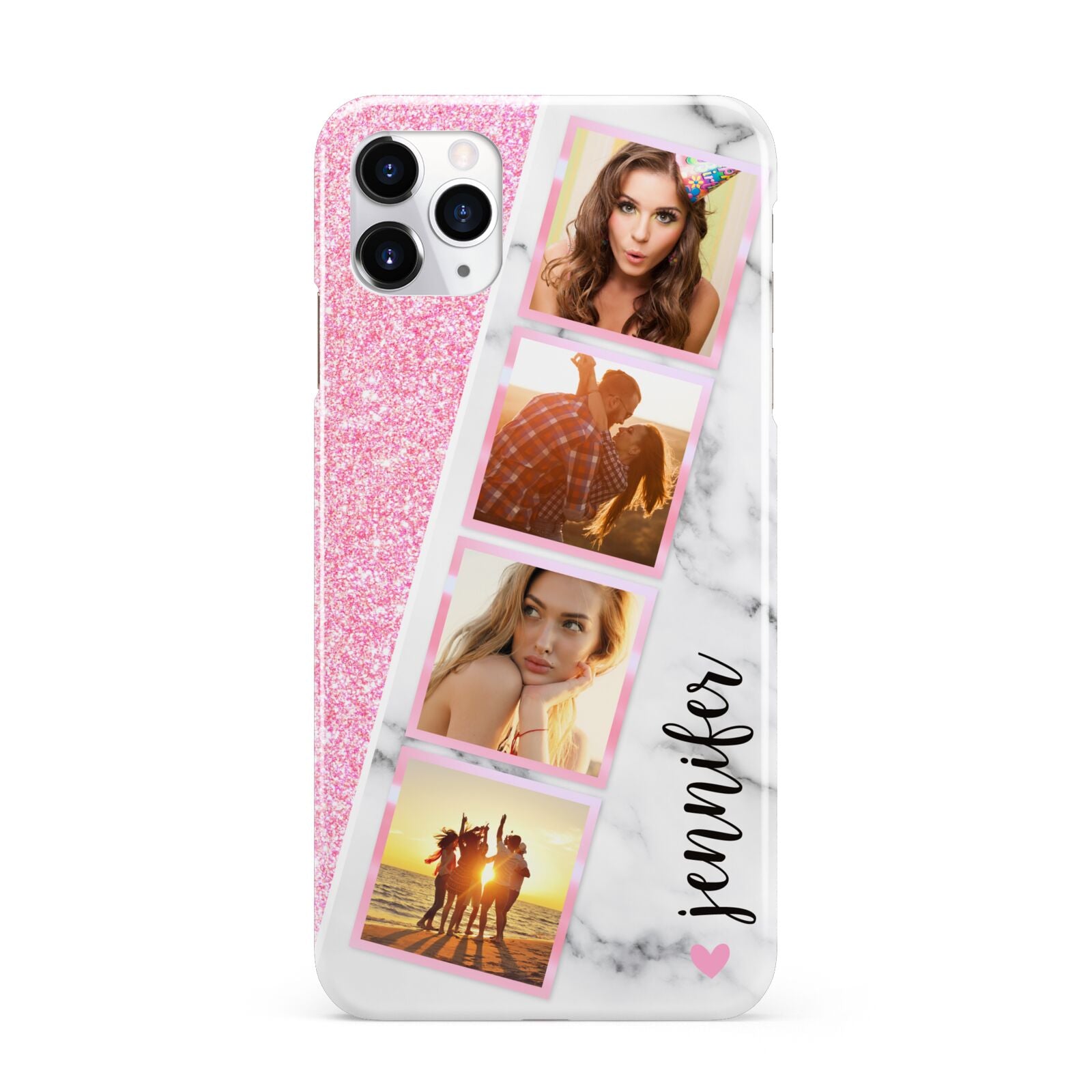 Personalised Pink Marble Photo Strip iPhone 11 Pro Max 3D Snap Case