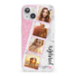 Personalised Pink Marble Photo Strip iPhone 13 Clear Bumper Case