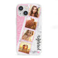Personalised Pink Marble Photo Strip iPhone 13 Mini Clear Bumper Case
