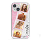 Personalised Pink Marble Photo Strip iPhone 13 Mini TPU Impact Case with White Edges