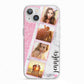 Personalised Pink Marble Photo Strip iPhone 13 TPU Impact Case with White Edges