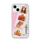 Personalised Pink Marble Photo Strip iPhone 14 Clear Tough Case Starlight