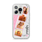 Personalised Pink Marble Photo Strip iPhone 14 Pro Glitter Tough Case Silver