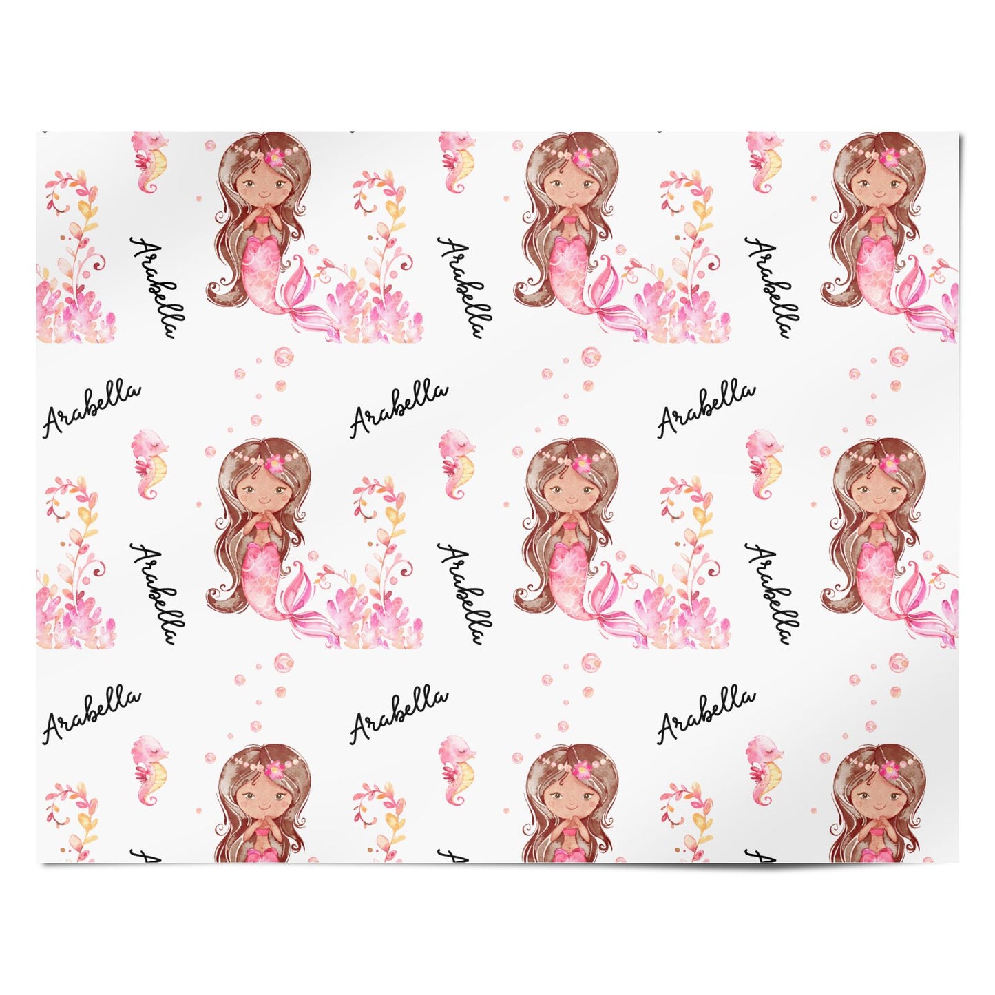Personalised Pink Mermaid Personalised Wrapping Paper Alternative
