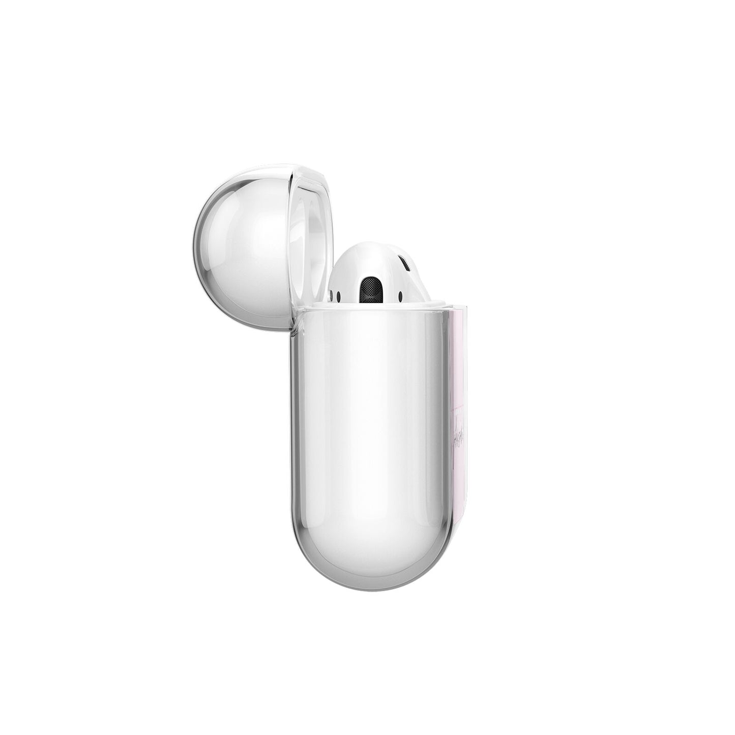 Personalised Pink Outline Name AirPods Case Side Angle