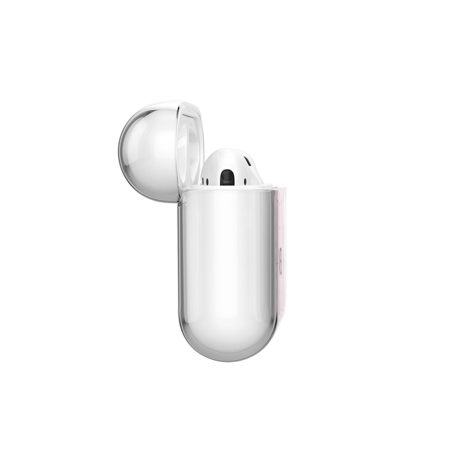 Personalised Pink Rose Gold Initials Geometric AirPods Case Side Angle