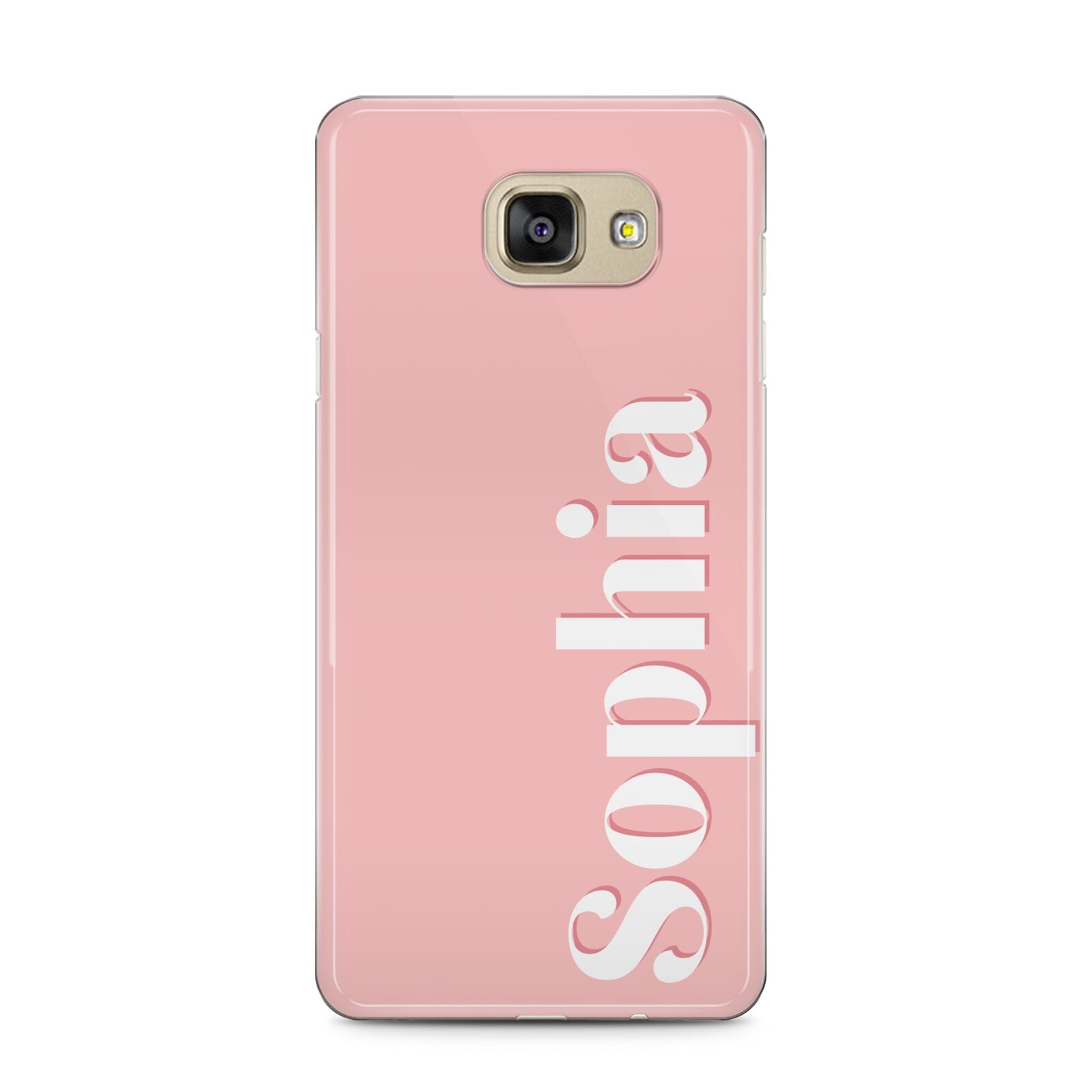 Personalised Pink Text Samsung Galaxy A5 2016 Case on gold phone