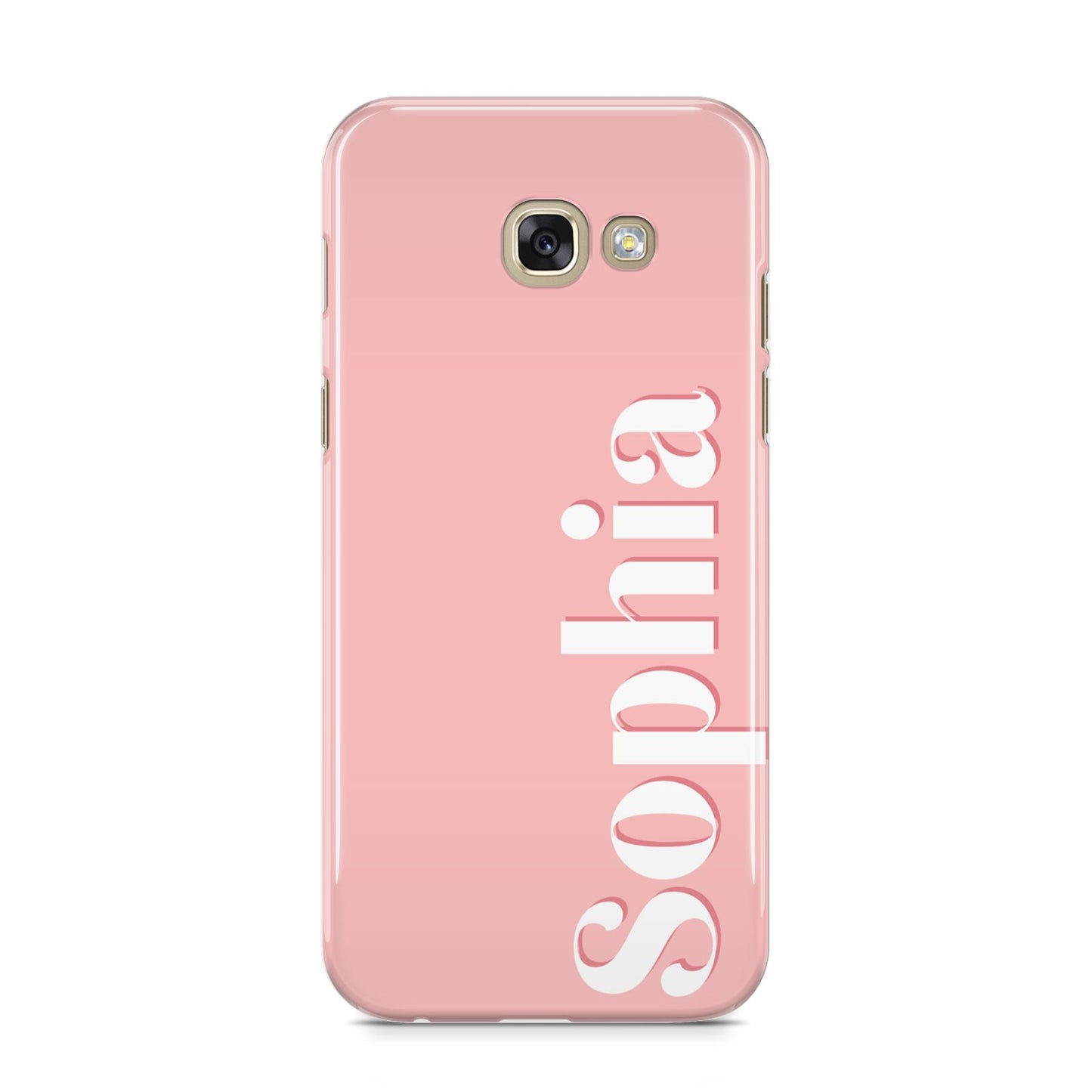 Personalised Pink Text Samsung Galaxy A5 2017 Case on gold phone