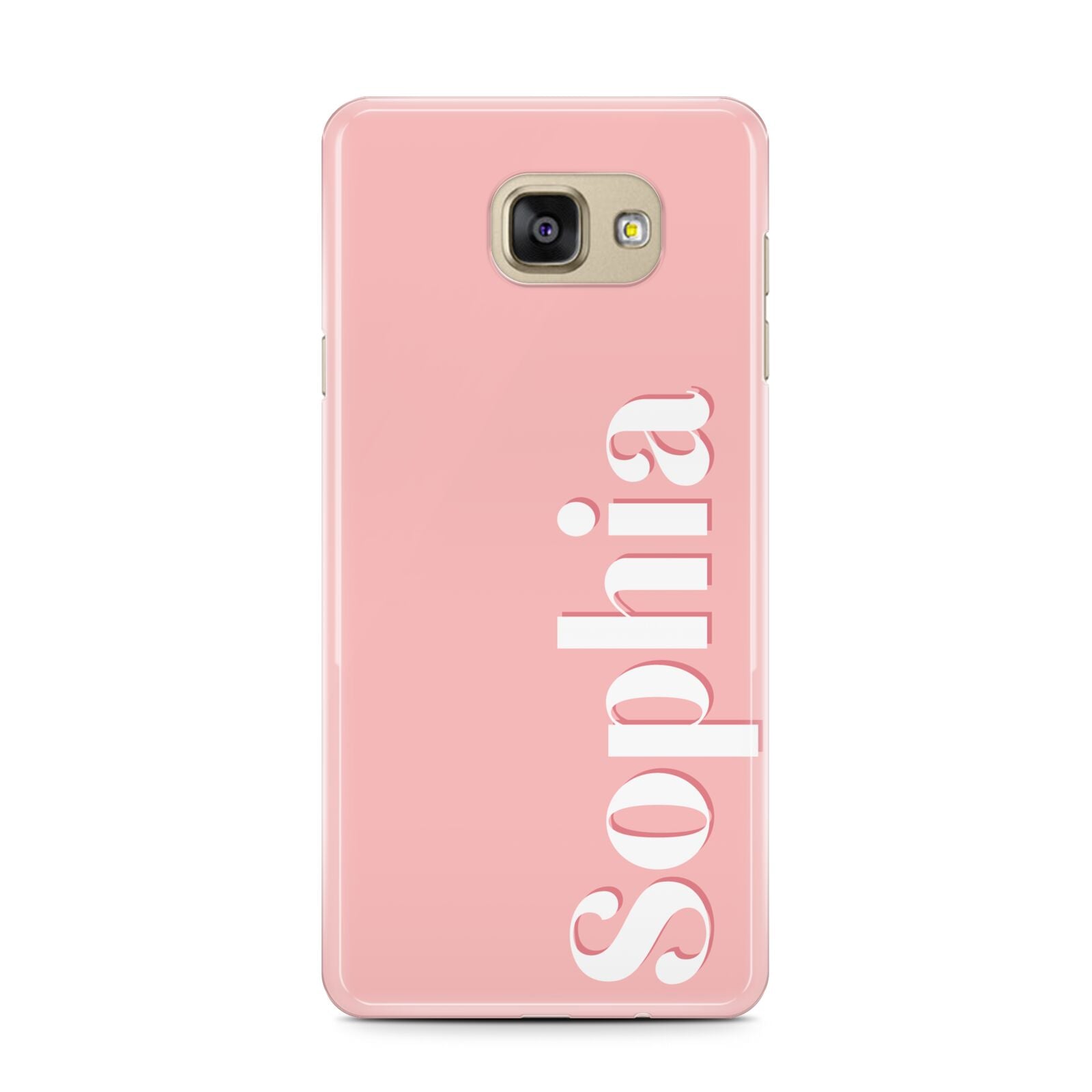 Personalised Pink Text Samsung Galaxy A7 2016 Case on gold phone